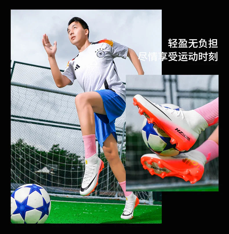 New Men Soccer Shoes Breathable Cleats Football Boots Training Boys Long Spikes Adult Outdoor Sport Non Slip Match Comfortable