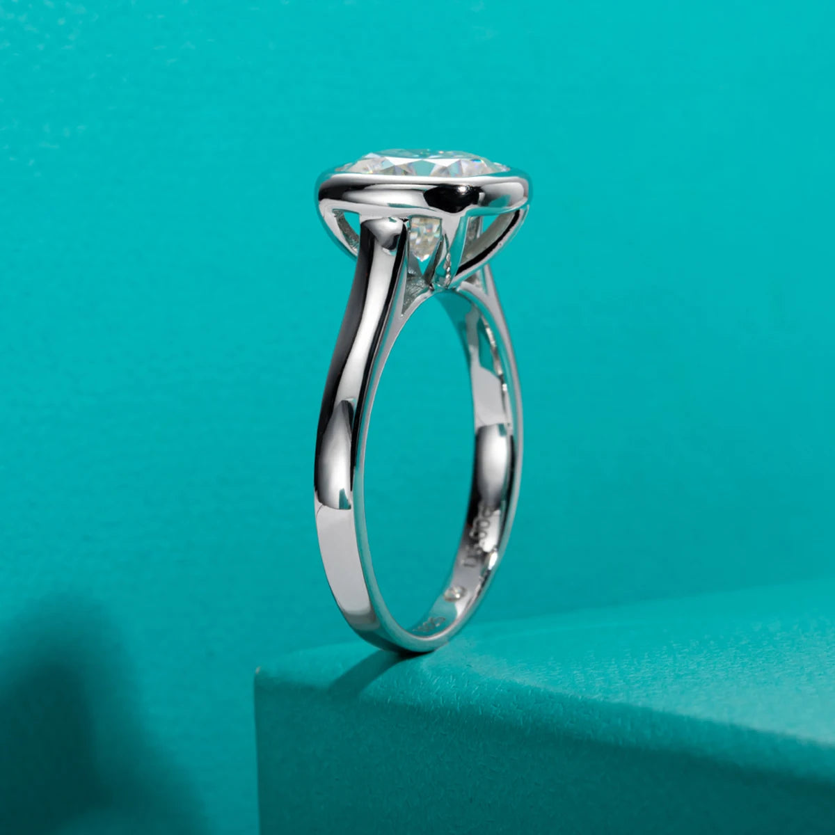 3ct D Color Cushion Cut Moissanite Bezel Engagement Wedding Ring 925 Sterling Silver Rings For Women Jewelry Wholesale