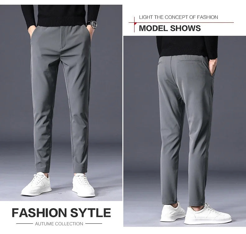Fleece Pants Thick Men's Winter New Stretch Slim Business Warm Korean Fashion Plush Classic Trousers Male Brand 28-38