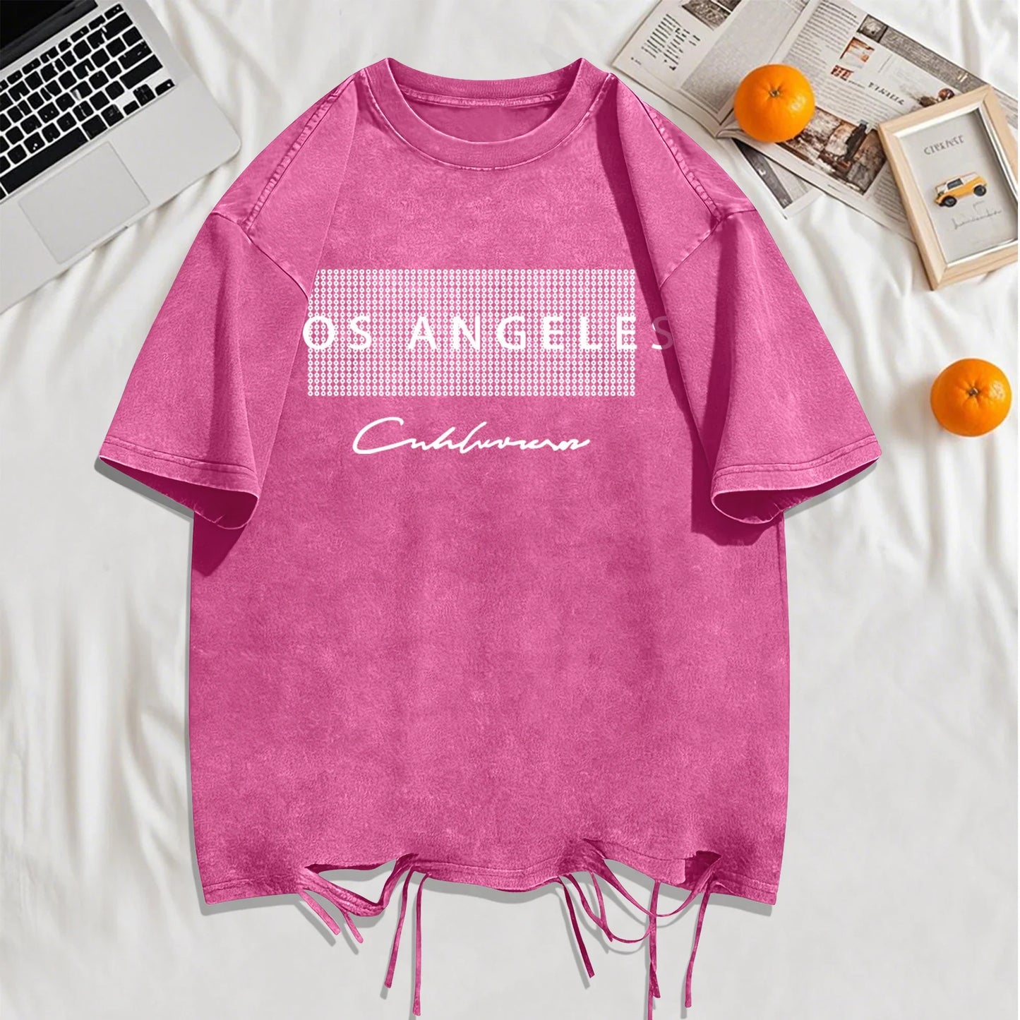 Famous Cities In The United States Washed Holes Male T Shirts Fashion Tee Unisex Cotton Clothing Casual Retro Loose Short Sleeve