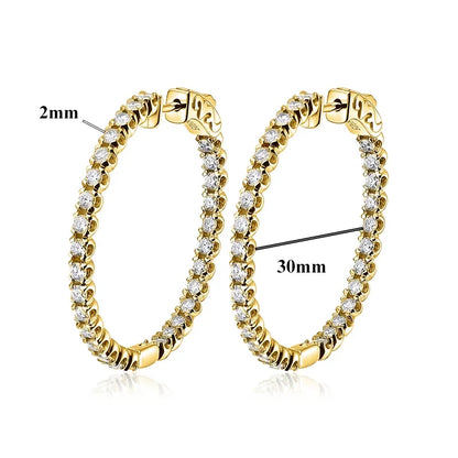 Luxury Designer D Color Full 2mm Moissanite Hoop Earrings For Women Party S925 Silver Plated 18K Gold Diamond Earring Gift
