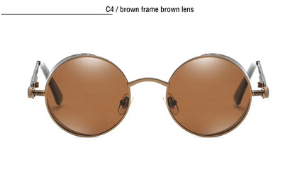 Classic Gothic Steampunk Sunglasses Men Women Brand Designer Vintage Round Metal Frame Sun Glasses High Quality UV400