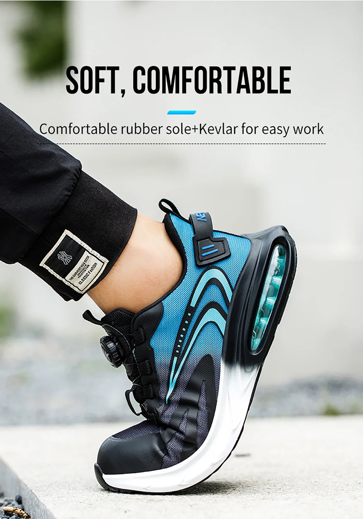 Rotating buckle lightweight and breathable work shoes, protective shoes, industrial safety, puncture resistant steel toe shoes