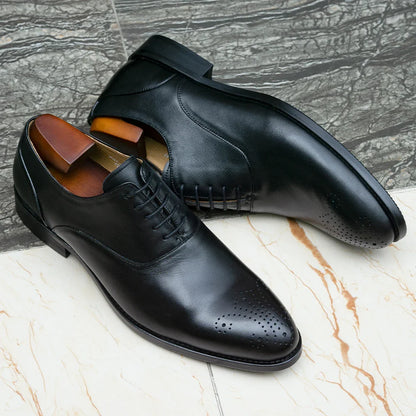 Men's Classic Italian Style Genuine Leather Oxfords Dress Shoes Lace-Up Black/Brown Business Office Wedding Formal Footwear
