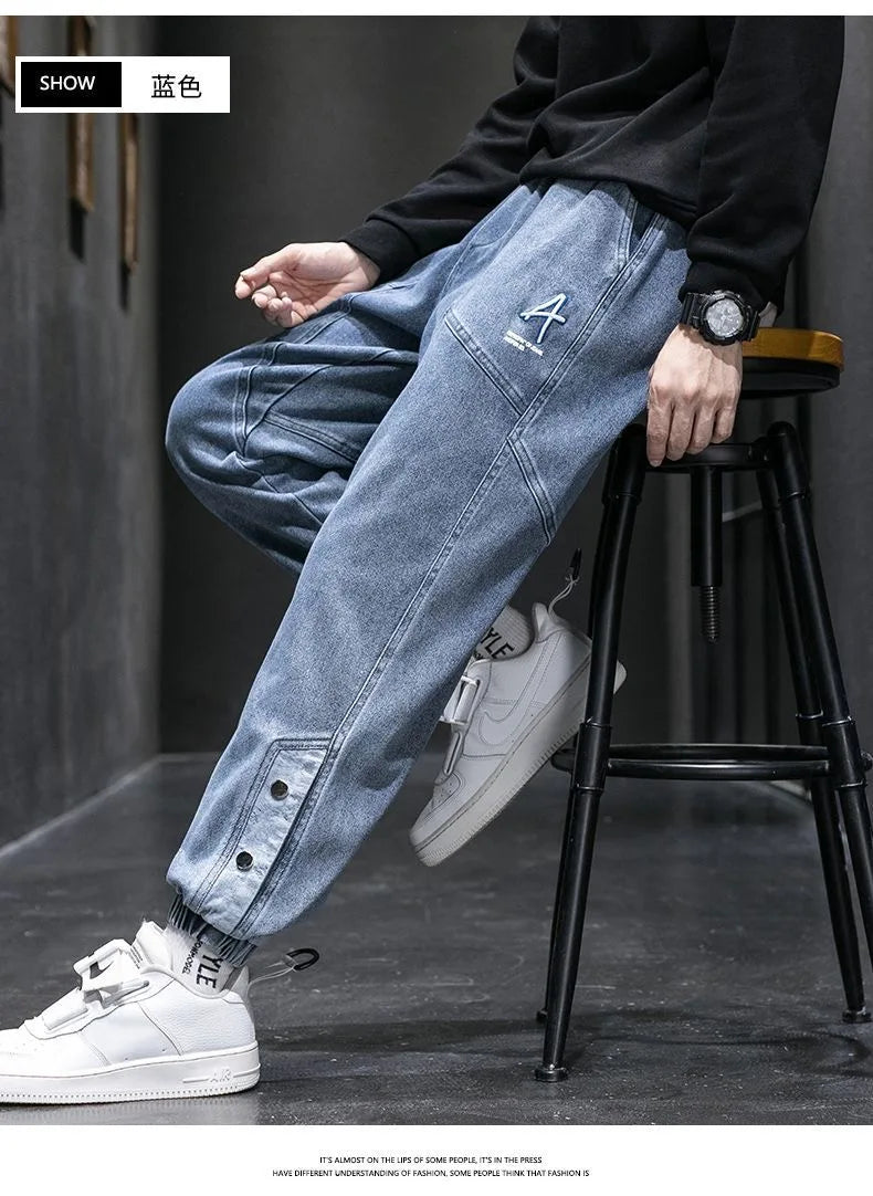 Spring and Autumn New Classic American Retro Loose Tight Leg Pants for Men's Casual Sports Large Size High Quality Jeans