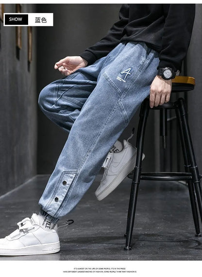 Spring and Autumn New Classic American Retro Loose Tight Leg Pants for Men's Casual Sports Large Size High Quality Jeans