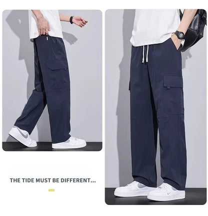 Brand Clothing Spring Summer Men's Cargo Pants Loose Straight Parachute Pants Sport Casual Long Trousers Male