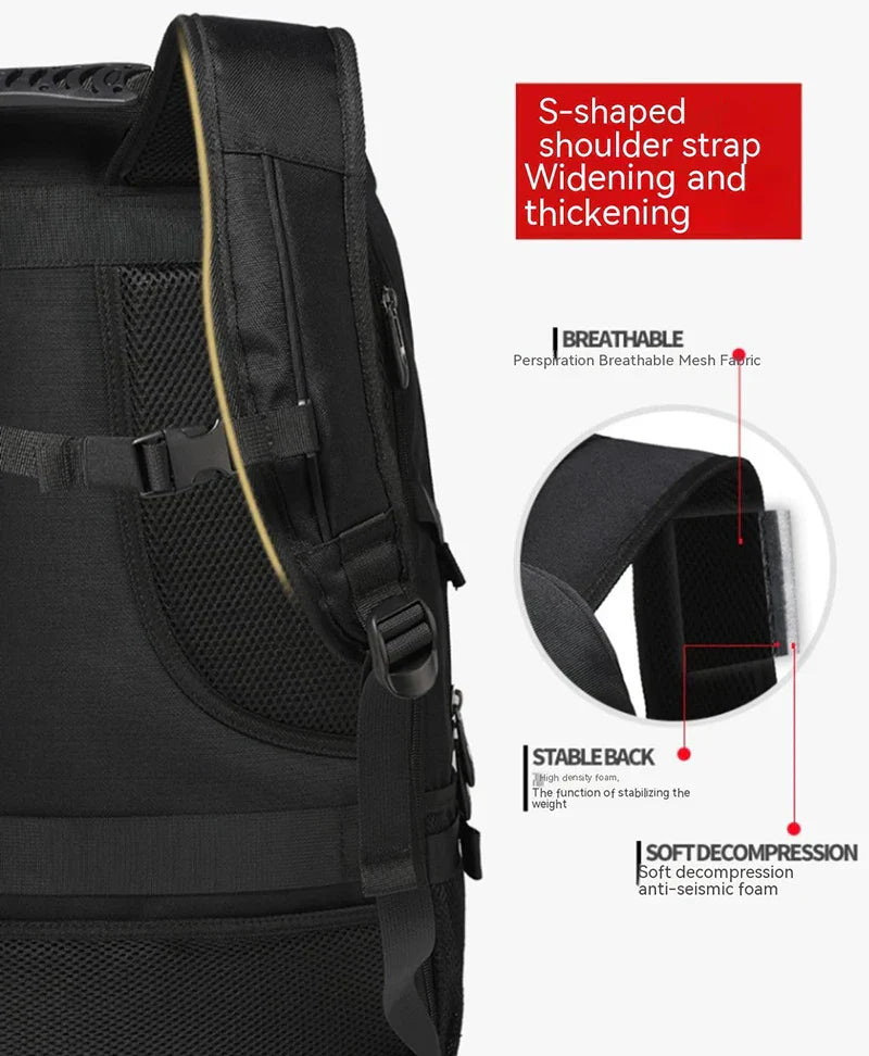 50L 80L Large Travel Backpack Men Separate Shoe Compartment Business Bag Outdoor Sports Waterproof Man Black Storage Backpacks
