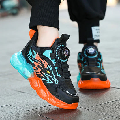New Boys Sport Shoes Kids Anti-Skid Basketball Sneakers Lightweight Outdoor Running Shoes Children Training Swivel Buckle Design