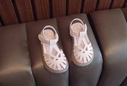 Children's Soft-soled Shoes Summer T-Strap Closed Toe Little Girls Princess Fashion Anti-Slip Korean Style Boys Beach Sandals