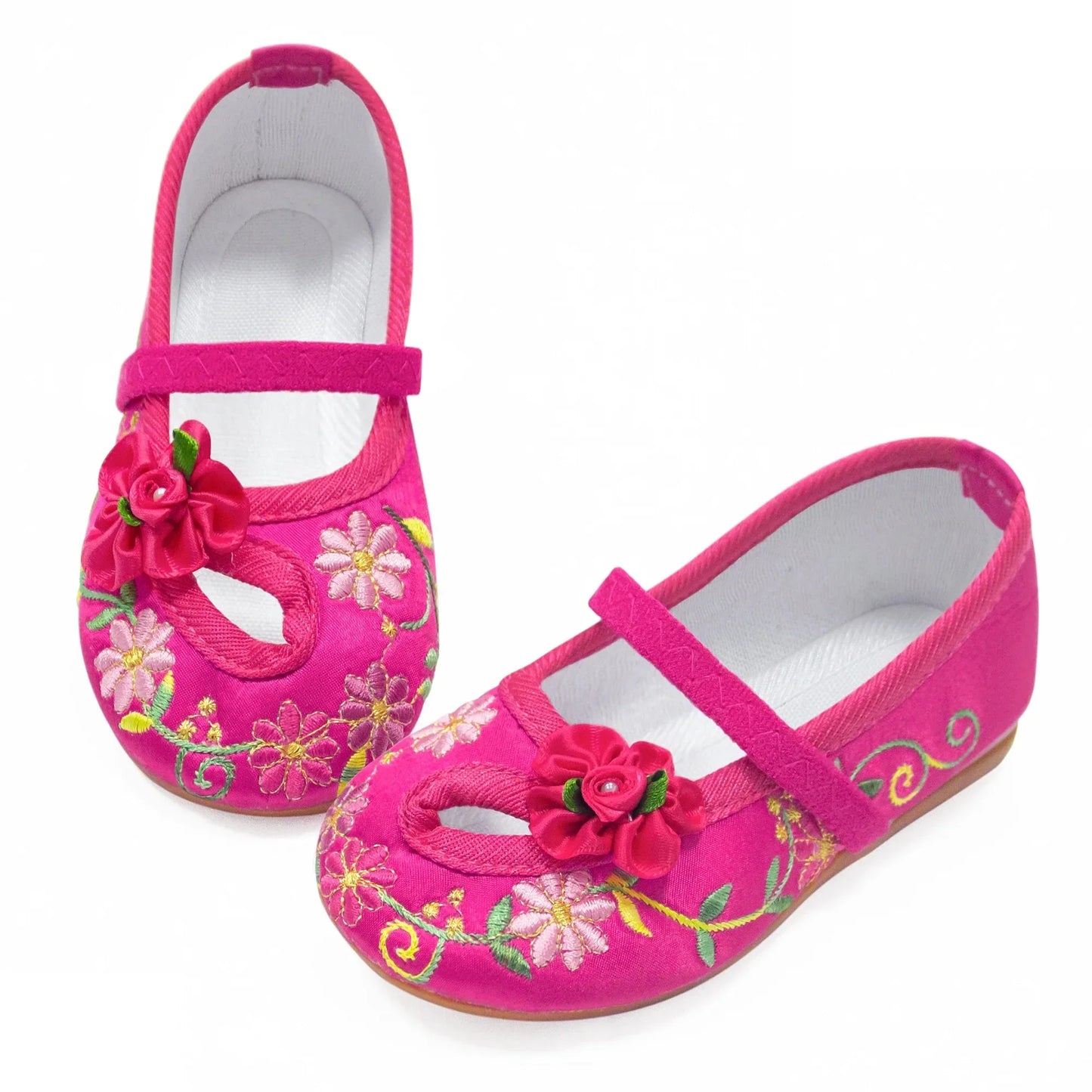 Girls Embroidery Floral Shoes Encanto Mirabel Princess Shoes Baby Vintage Ballerina Flats Comfortable Anti-slid Low Heel Flats