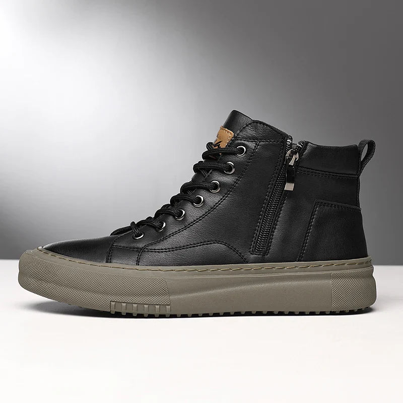 Men's Spring and Autumn Style White Sneakers, New Trendy Versatile High-Top Sneakers, Summer Fashion Casual Men's Shoes, Breathable and Durable Sneakers