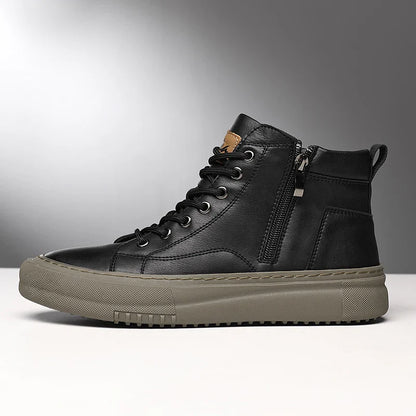 Men's Spring and Autumn Style White Sneakers, New Trendy Versatile High-Top Sneakers, Summer Fashion Casual Men's Shoes, Breathable and Durable Sneakers