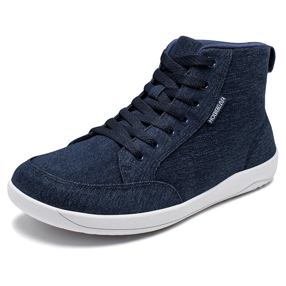 Mid-Top Barefoot Shoes Unisex Wide Toe Box Canvas Sneakes Zero Drop Lace Up Outdoor Walking Shoes