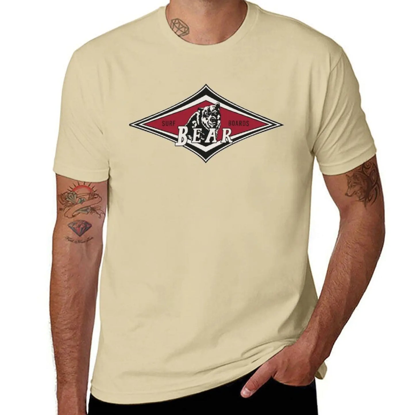 New Vintage Surfing Bear Big Wednesday cult Surfboard surf logo diamond retro T shirt T-Shirt T-Shirt