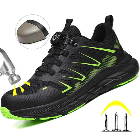 New Rotating Button Safety Shoes Men Security Protective Shoes Men Anti-smash Anti-puncture Work Shoes Fashion Men Sport Shoes