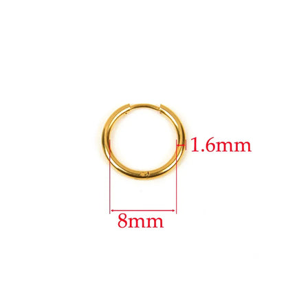 10pcs 316L Stainless Steel Hoop Earrings Women Men Punk Hiphop Circular Ear Buckle Ring Jewelry Gold Color Accessories Wholesale