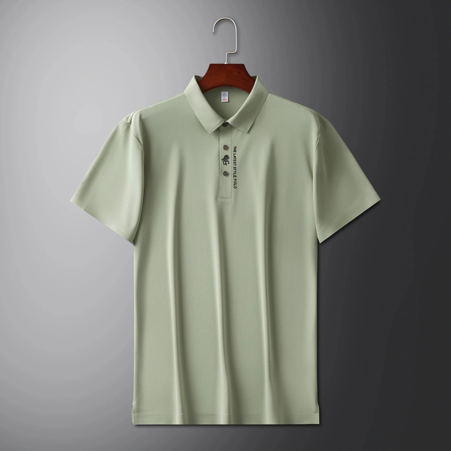 High quality silk breathable short sleeve POLO shirt men's lapel top 2024 summer new light luxury brand printed casual T-shirt