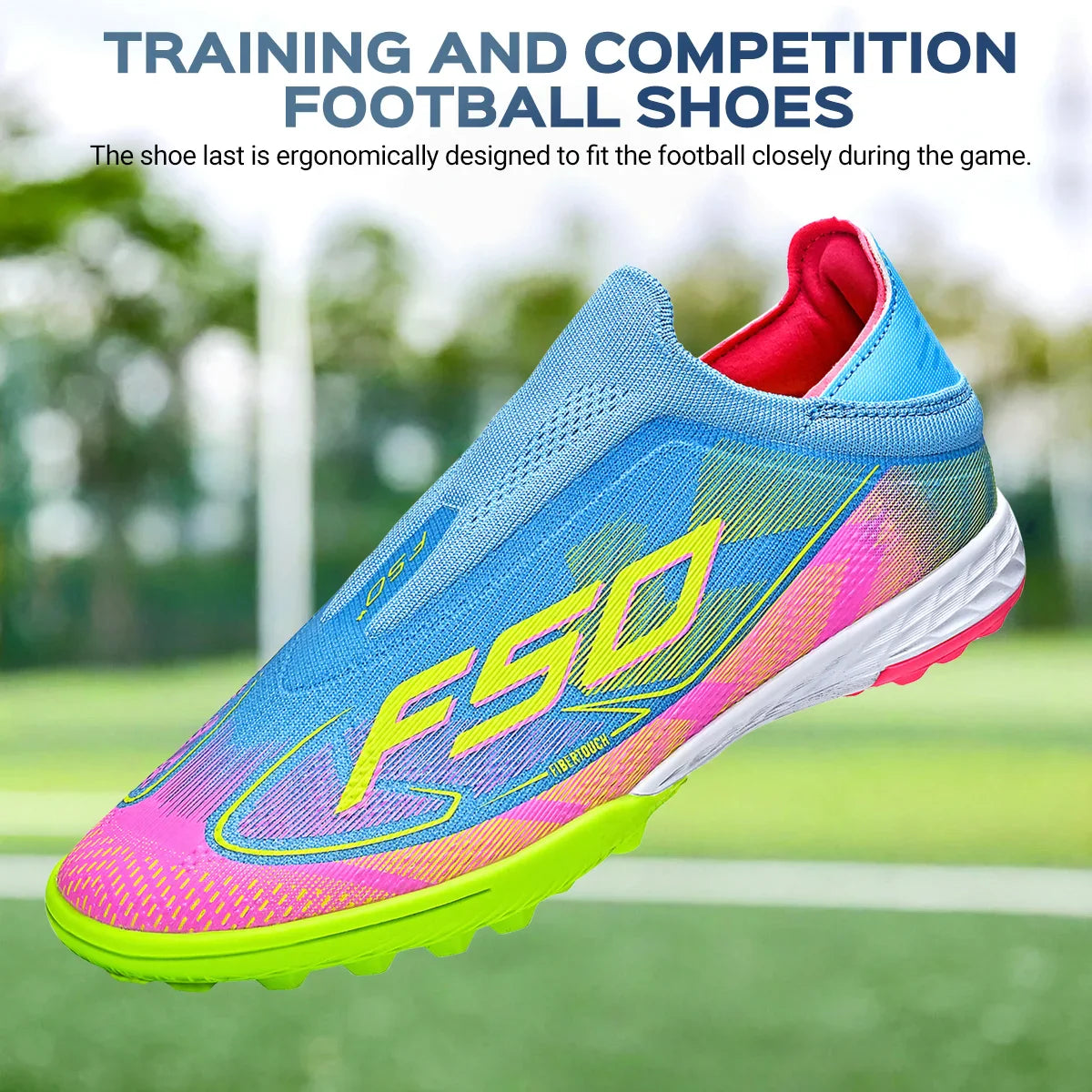 Professional Training TF Soccer Shoes for Men Women Kids PU+Fabric Breathable Wear-Resistant Rubber Sole