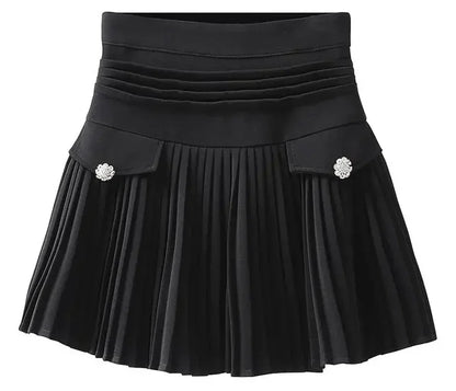 Fashions White Pleated Skirt Women High Waist Skater Skirt Female Korean A-Line High Fashion Casual Short Skirt Women Bottoms