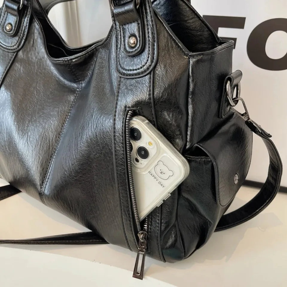 Daily Business Commuting Large Capacity Tote Hand Bags Soft Pu Leather Shoulder Bags for Women Zipper Women's Handbags Quality