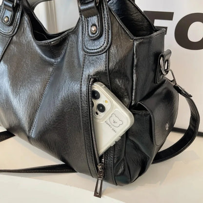 Daily Business Commuting Large Capacity Tote Hand Bags Soft Pu Leather Shoulder Bags for Women Zipper Women's Handbags Quality