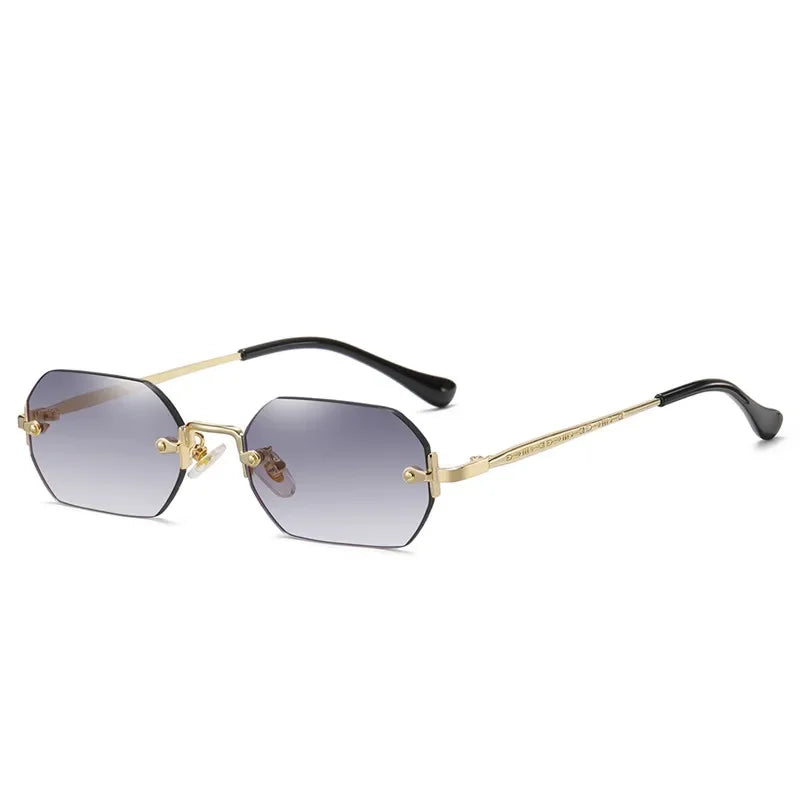 Rimless Rectangle Sunglasses – UV400 Gold Frame | Men & Women