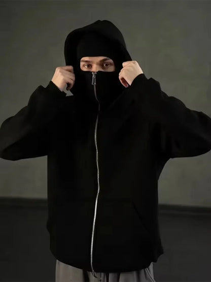 Autumn Men Balaclava Y2K Gothic Harajuku Winter New Item Double Hooded Sweatshirt Men's Hooded Mask Zipper Sportswear Women