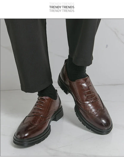 Classic Wedding Leather Shoes For Men Brogues High Quality Men's Dress Business Shoes Office Party Social Formal Shoes Male
