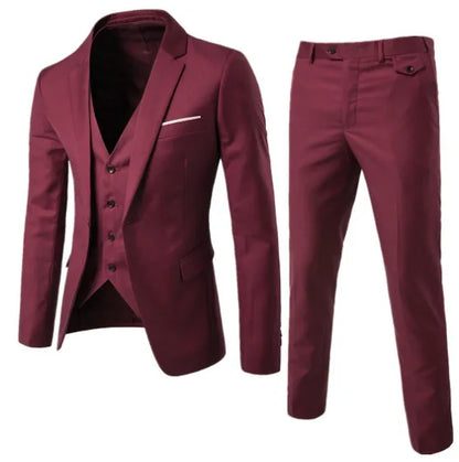 Men's 3 Piece Suit Notch Lapel Business Casual Wedding Groom Formal Wear Summer