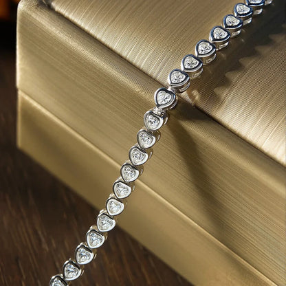 4mm Heart Cut Moissanite Tennis Bracelet GRA Certified Diamond Bracelet s925 Sterling Silver Bracelets for Women Man