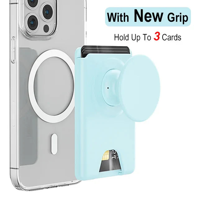 Universal Magnetic Wallet With Expanding Phone Grip,Phone Card Holder Solid SocketWallet For IPhone Samsung Wallets