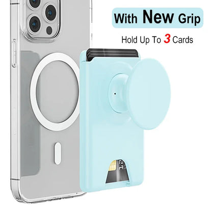 Universal Magnetic Wallet With Expanding Phone Grip,Phone Card Holder Solid SocketWallet For IPhone Samsung Wallets