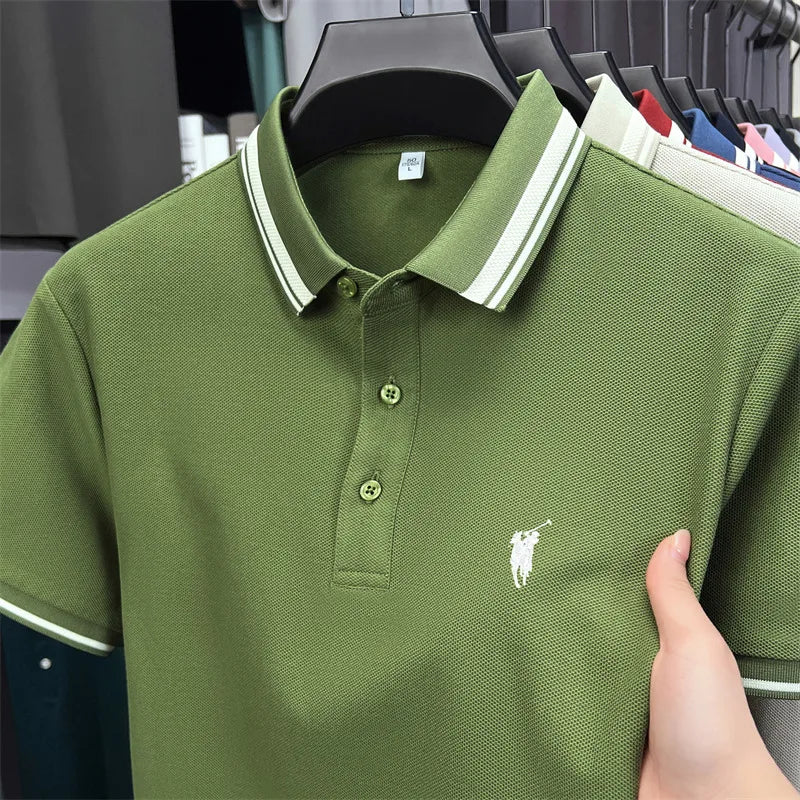 100% cotton luxury brand short sleeve polo shirt men new classic pony embroidery summer T-shirt high-end fashion casual Paul top