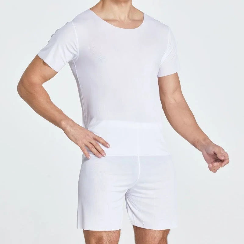 Plus Size Ice Silk Cool Summer Men Sleepwear Shorts Sexy Underwear Nightwear Comfortable Loose Sports Man Sleep Bottoms Homewear