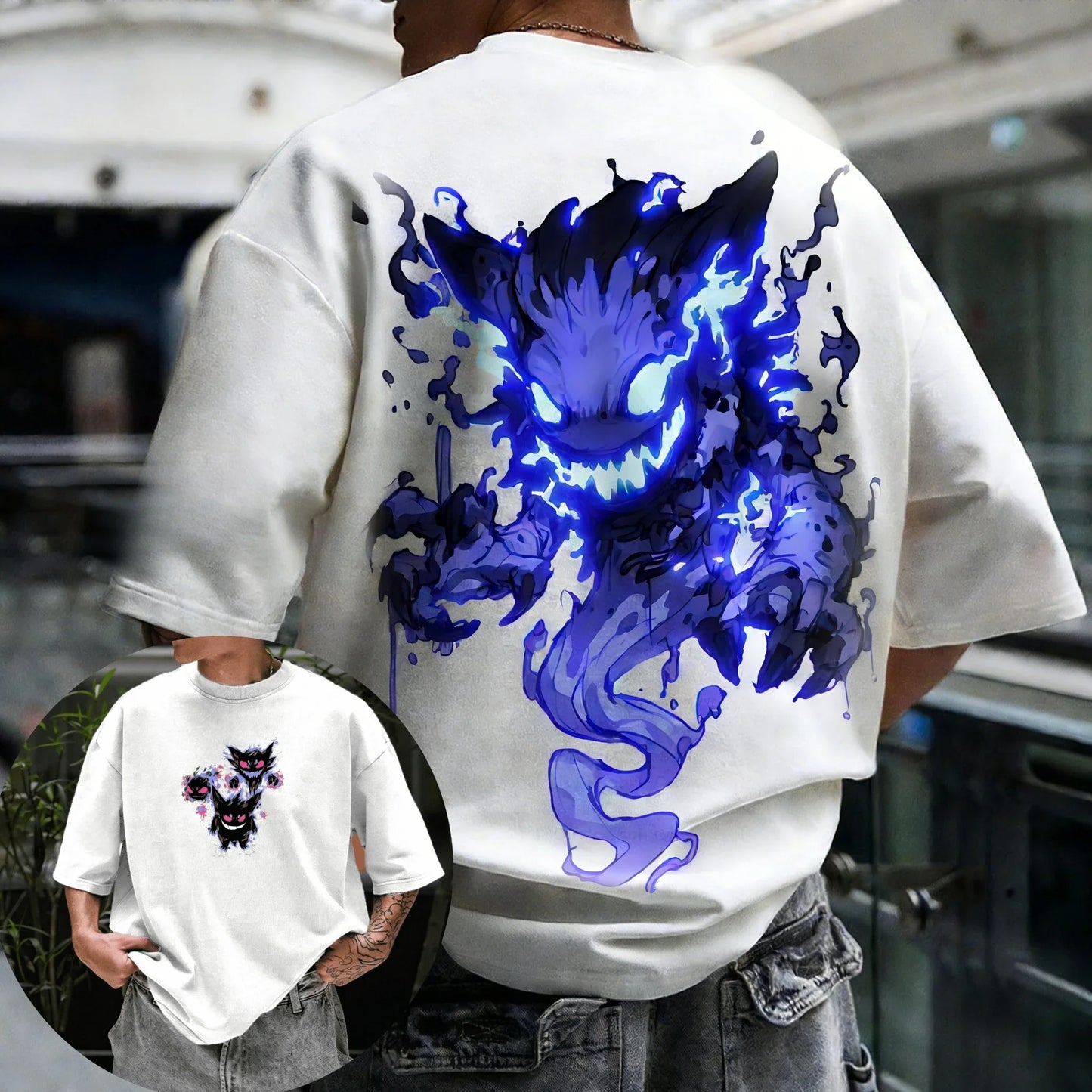 Anime Pikachu Gengar Printed T-shirt Summer Men's and Women's T-shirt Trendy Loose Y2K Short Sleeve 2026 New Streetwear