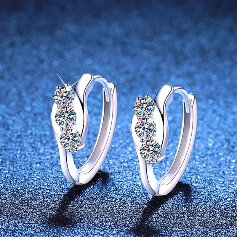 D Color Moissanite Hoop Earrings For Women Wedding Bridal S925 Sterling Silver Stud Earring Wedding Gemstone Jewelry