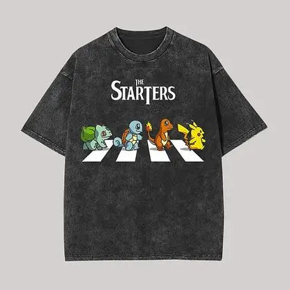 Short Sleeve Tee Anime Washed Vintage Graphic T-Shirt Man Women Cosplay Casual Tops Y2k Streetwear