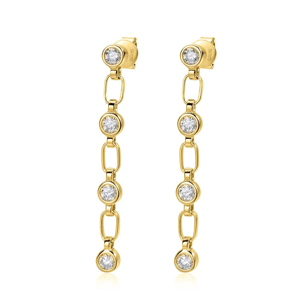 3mm Moissanite Earrings for Women Wedding Round Brilliant Cut Moissanite Stud Solid s925 Silver Dainty Tassel Earring