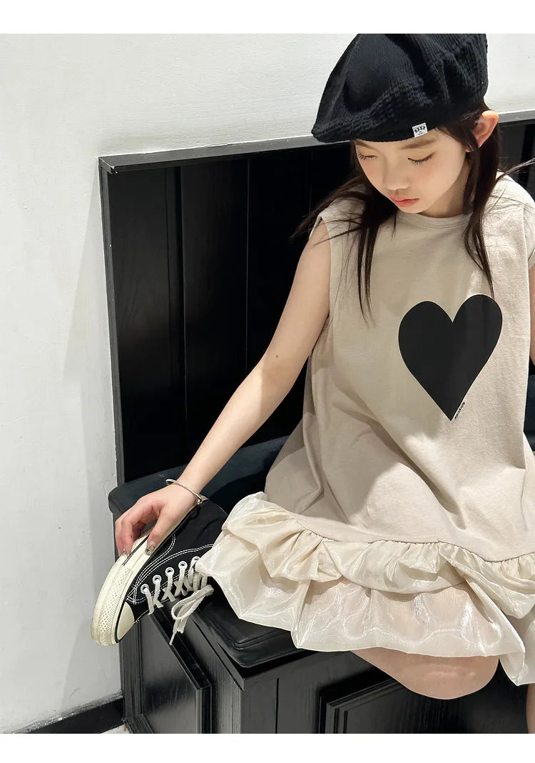 Girl's sleeveless dress new vest dress fluffy little girl princess dress children's summer big child