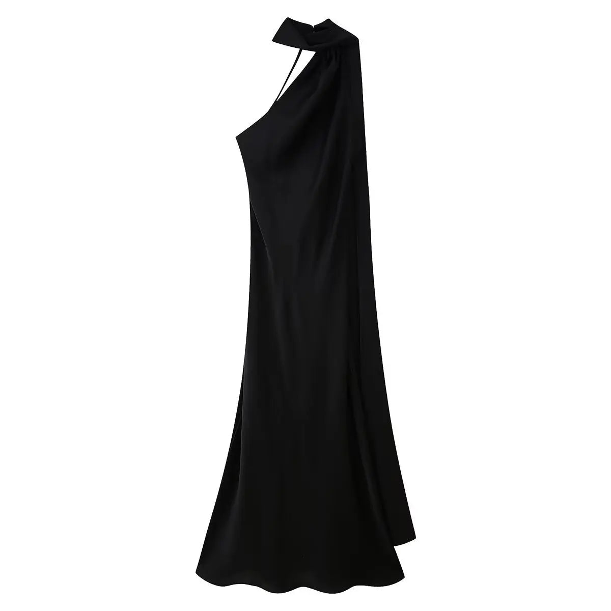 Elegant Women's Soft Silk Satin Long Dress Halter Backless Sleeveless Maxi Dresses Summer Lady Long Ribbon Party Gowns