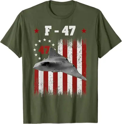 Funny F47 Fighter Jet MAGA Shirt F-47 Jet Fighter Aircraft T-Shirt Men's Fashion American Flag Graphic Outfit Maga Husband Gift