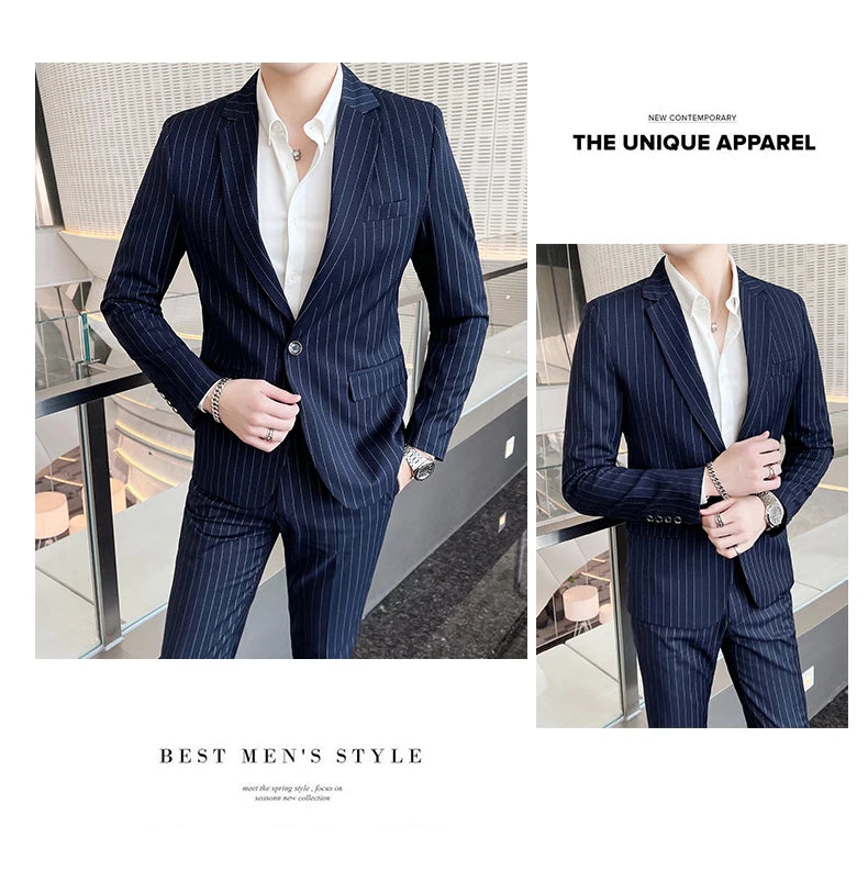Conjunto Masculino de Terno e Calça de Luxo 2023 Britânico Festa de Casamento Moda Negócios Casual Tendência Duas Peças
