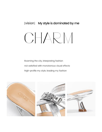Women's Sandals Summer Cowhide New Thin Belt Business Fashion Sandals Wedding and Dinner Shoes