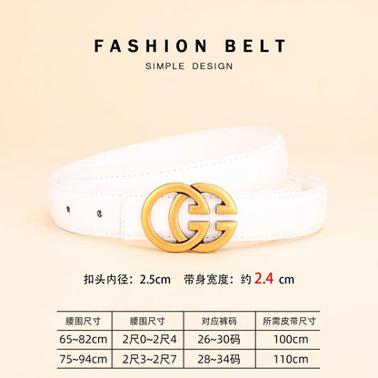 Ladies genuine leather belt, versatile decoration for business and casual wear, simple and fashionable, with a high-end feel.