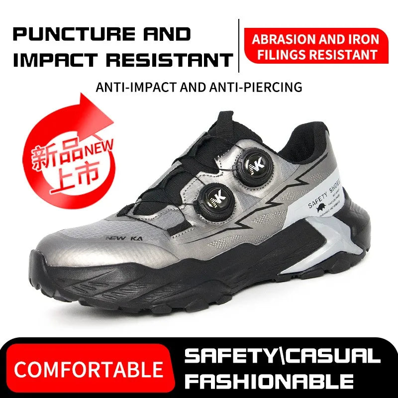 New Four-Season Safety Work Shoes, Steel Toe Anti-Smash & Anti-Penetration, Quick-Turn Buckle, Tech-Style Lightweight Wear-Resis