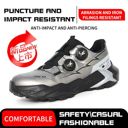 New Four-Season Safety Work Shoes, Steel Toe Anti-Smash & Anti-Penetration, Quick-Turn Buckle, Tech-Style Lightweight Wear-Resis