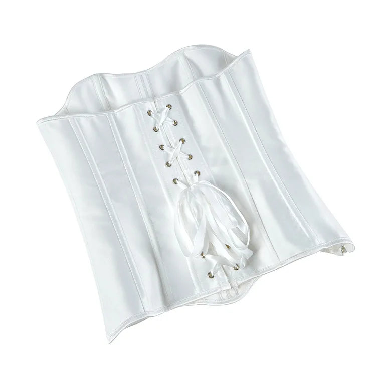 White Sexy Corsets Bustiers for Women Overbust Corset Top Corselet Satin Up Zipper Corsetto Shaper Gothic Korsett Black