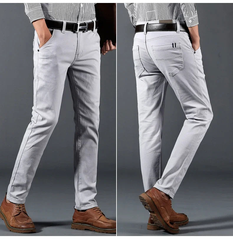 6 Color Men Slim Casual Pants New Classic Business Fashion Comfortable Stretch Cotton Elastic Straigh Trousers Male