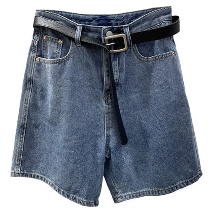 Summer Thin Denim Five-Point Shorts Women's Casual Straight Leg Loose Slimming Riding Pants Trendy Mid-Length Jeans